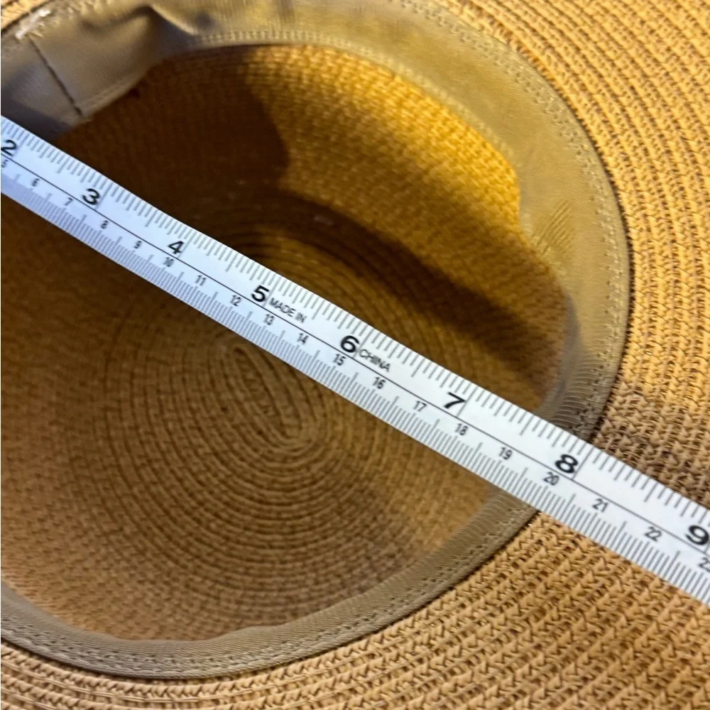 Tan & Black Wide Brim Woven Sun Hat, Elegant Resort Beach Hat